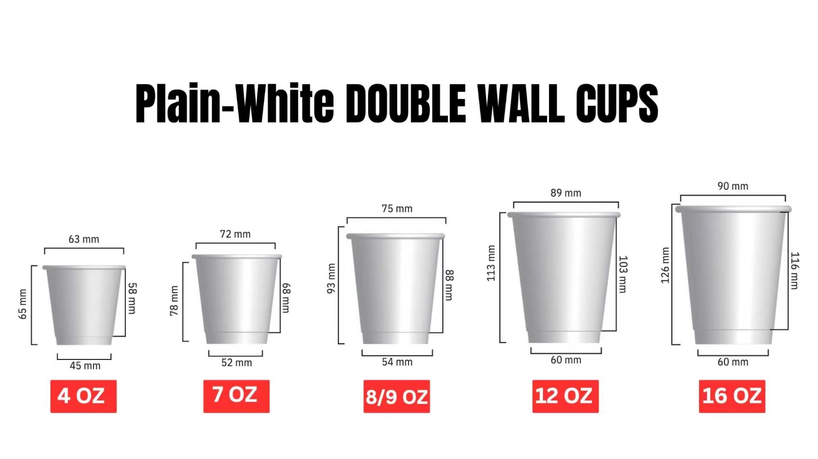 Double wall cup sizes